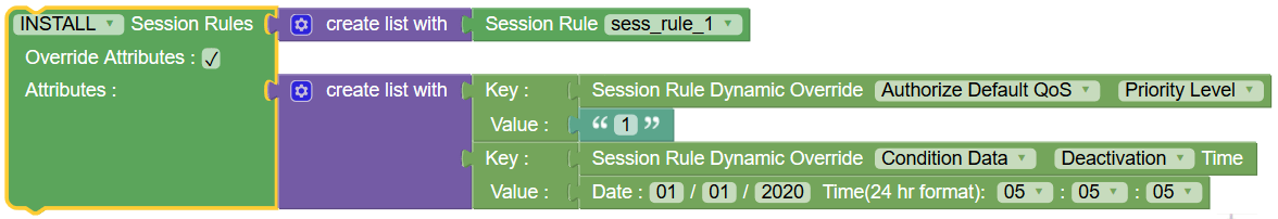 Install session rules sample policy