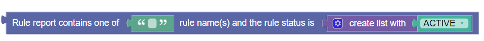 Rule report contains one of rule names policy condition
