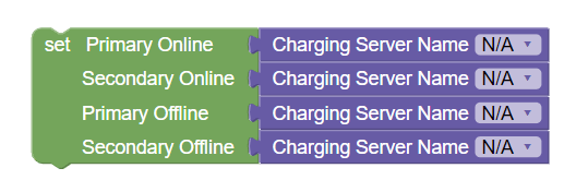 policy action to set values for charging servers