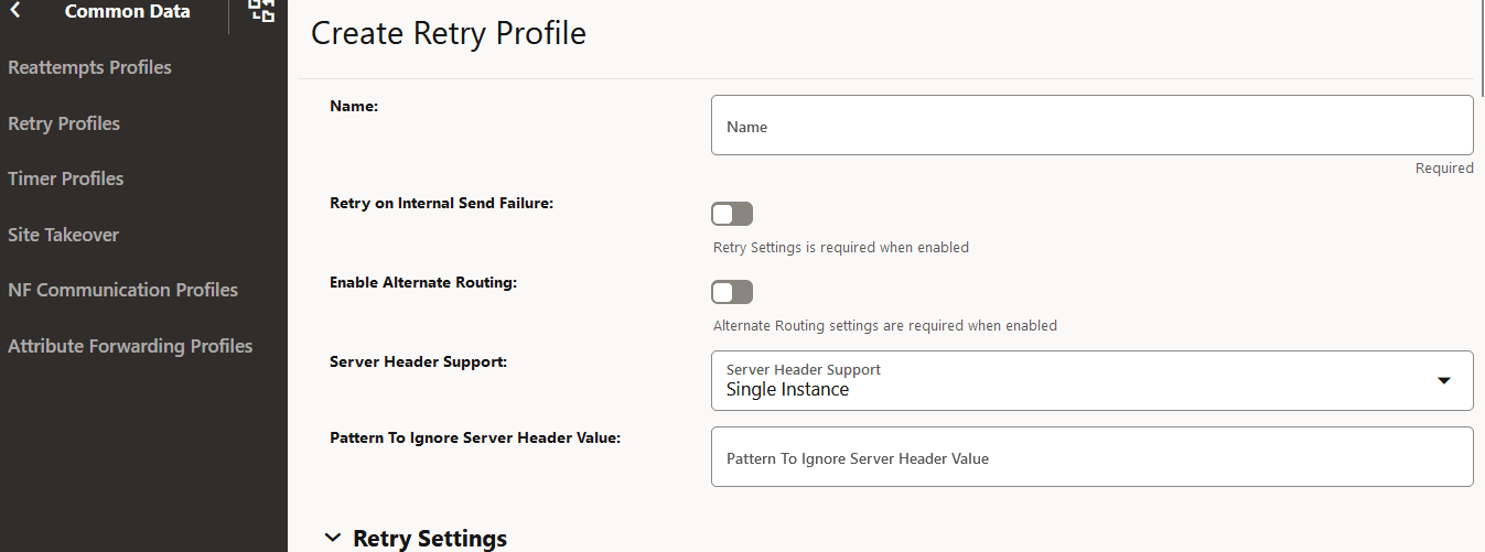 Create Retry Profile