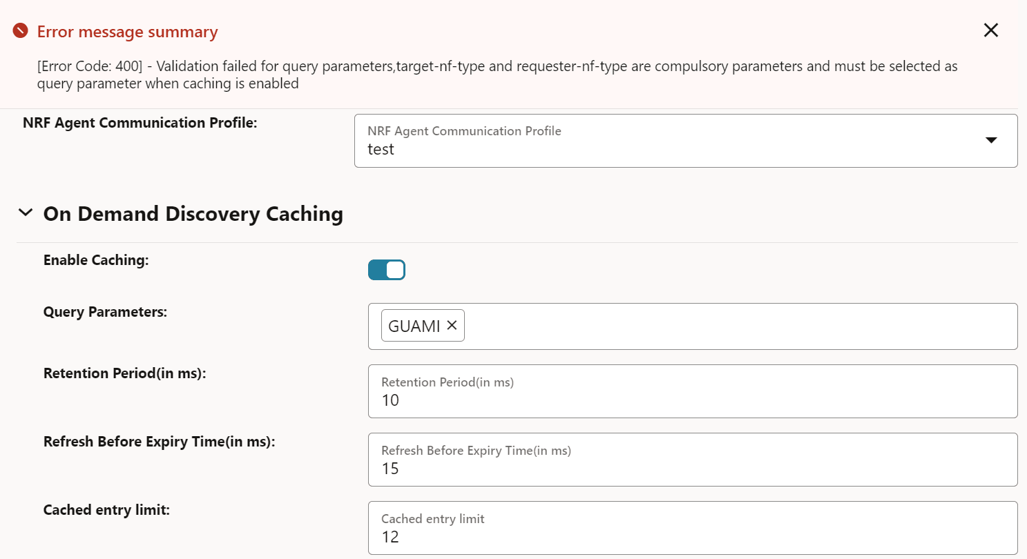 NRF Agent Error Message