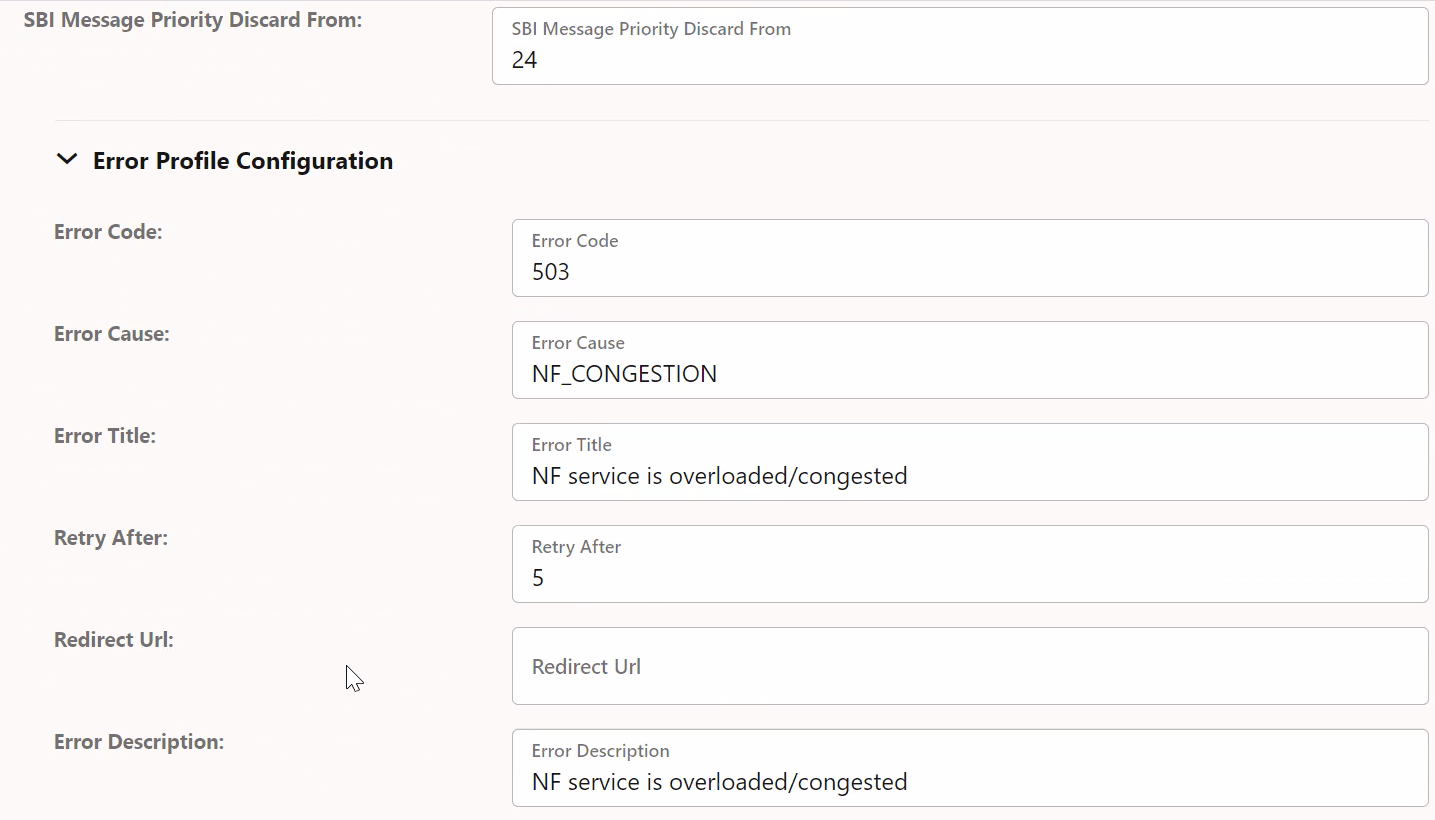Configuring SBI Message Priority and Error Profiles for Egress Congestion Control