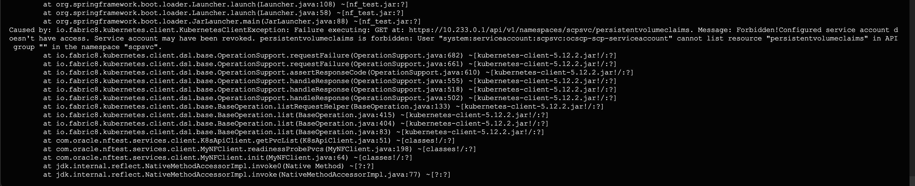 Helm Test Log Error
