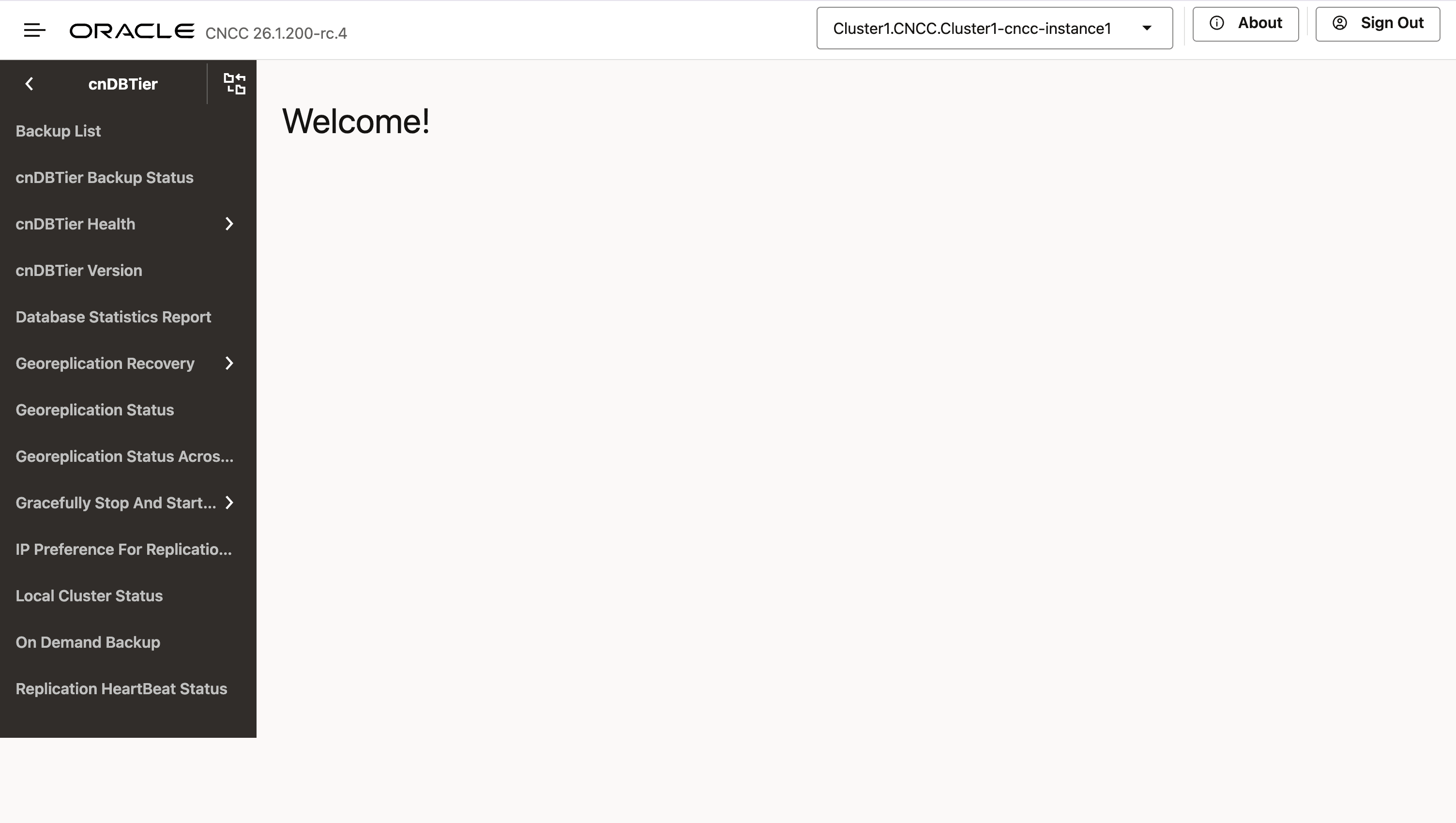 CNC Console Supported cnDBTier APIs