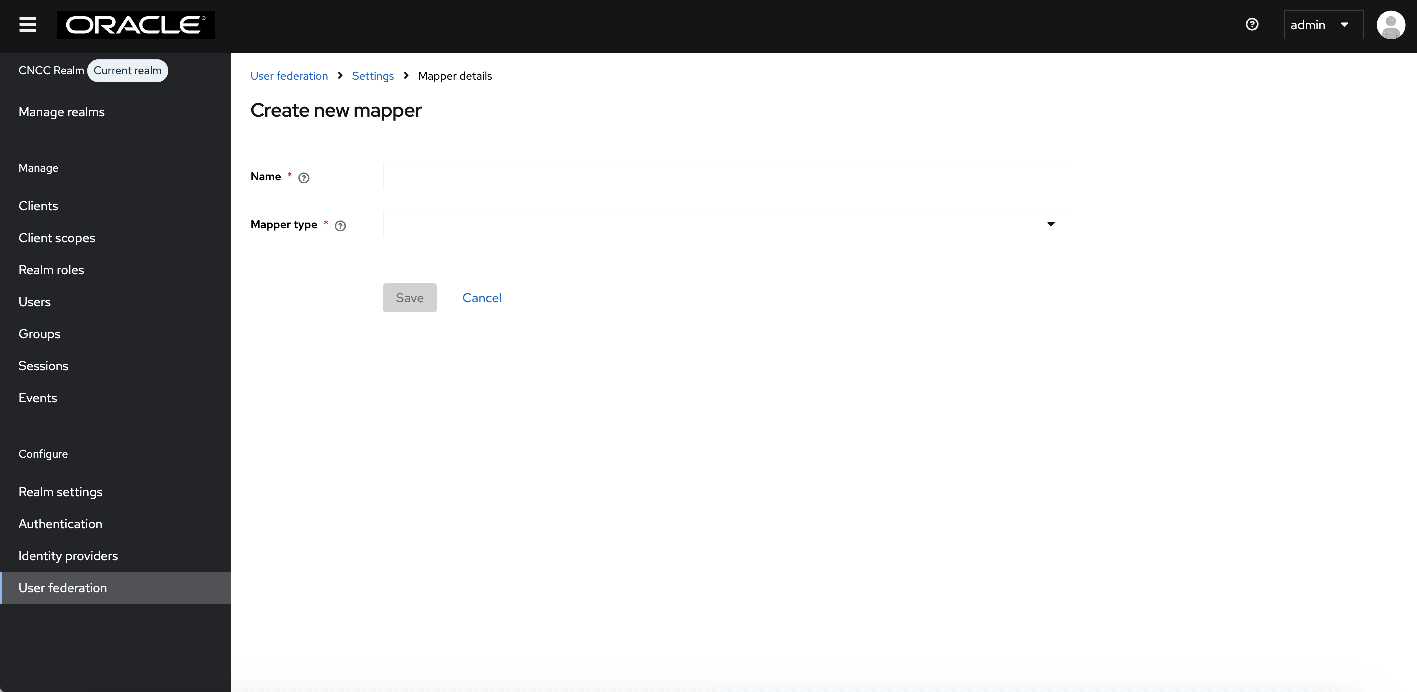 User Federation Mapper Page