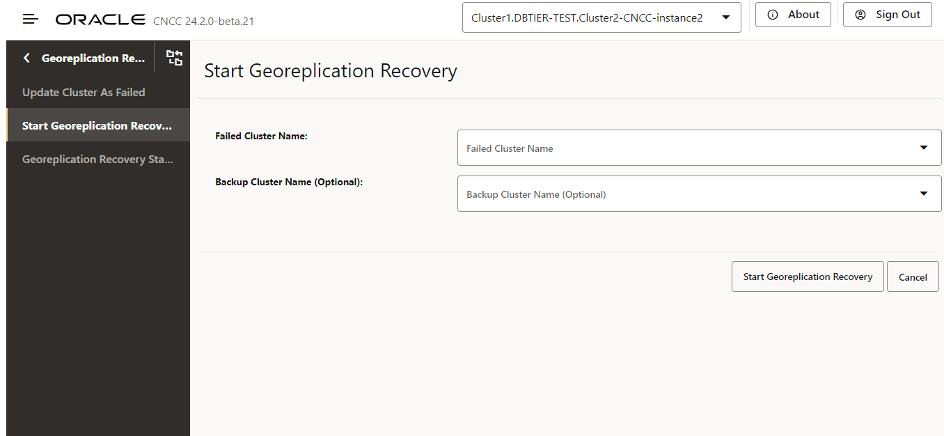 Start Georeplication Recovery