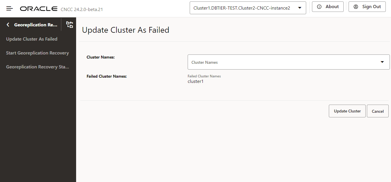 Update Cluster As Failed