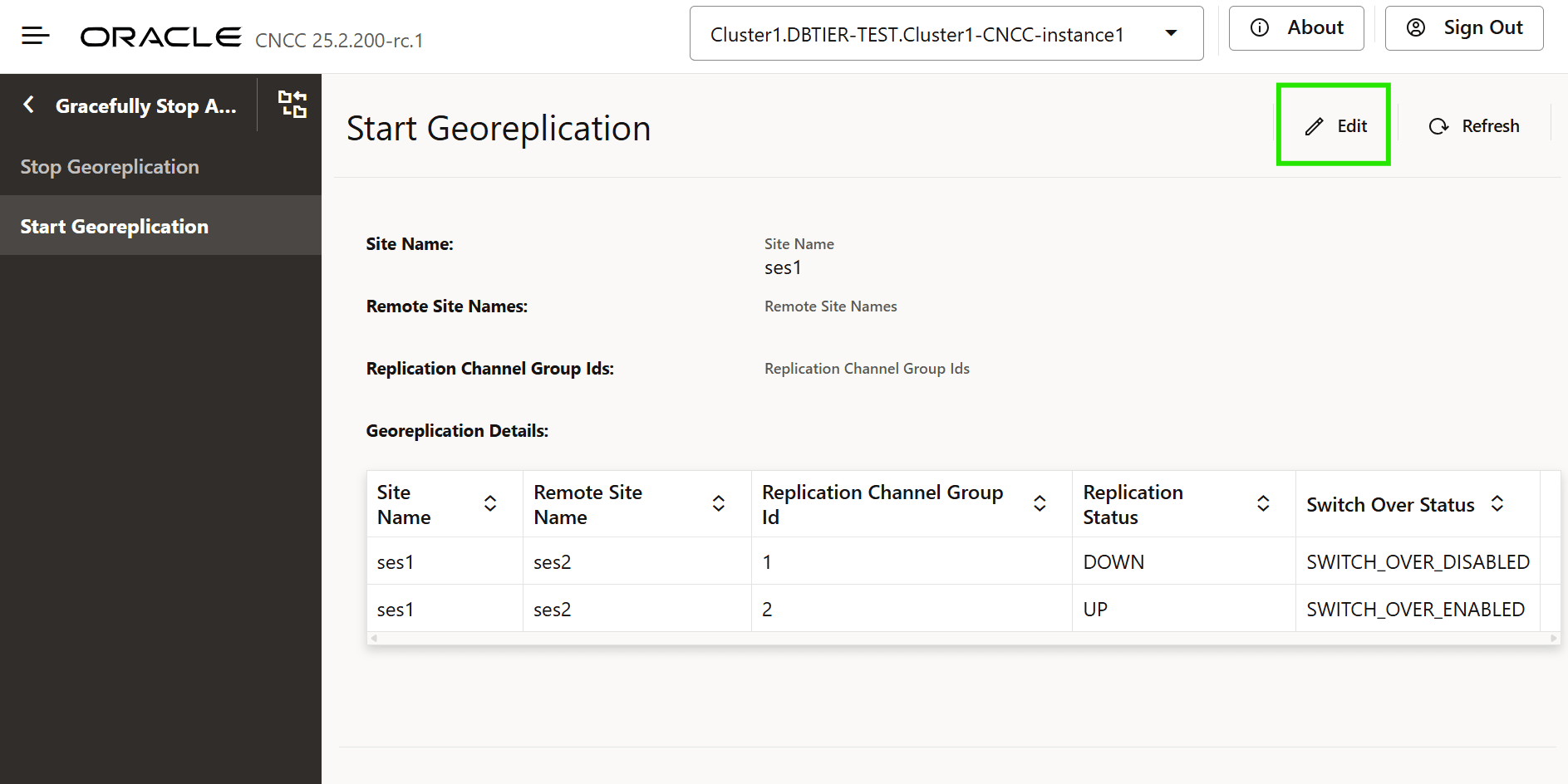 Edit Start Georeplication Edit Start Georeplication