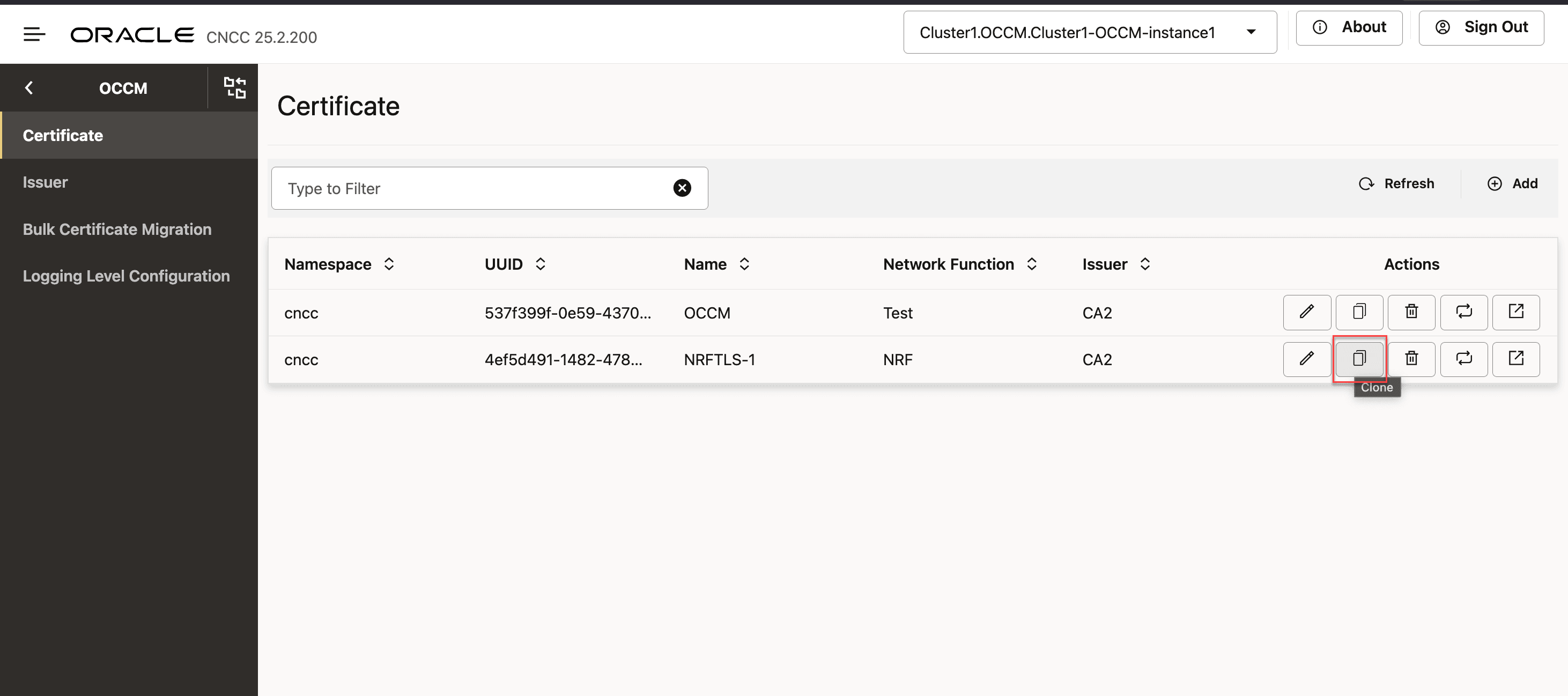 Clone Certificate