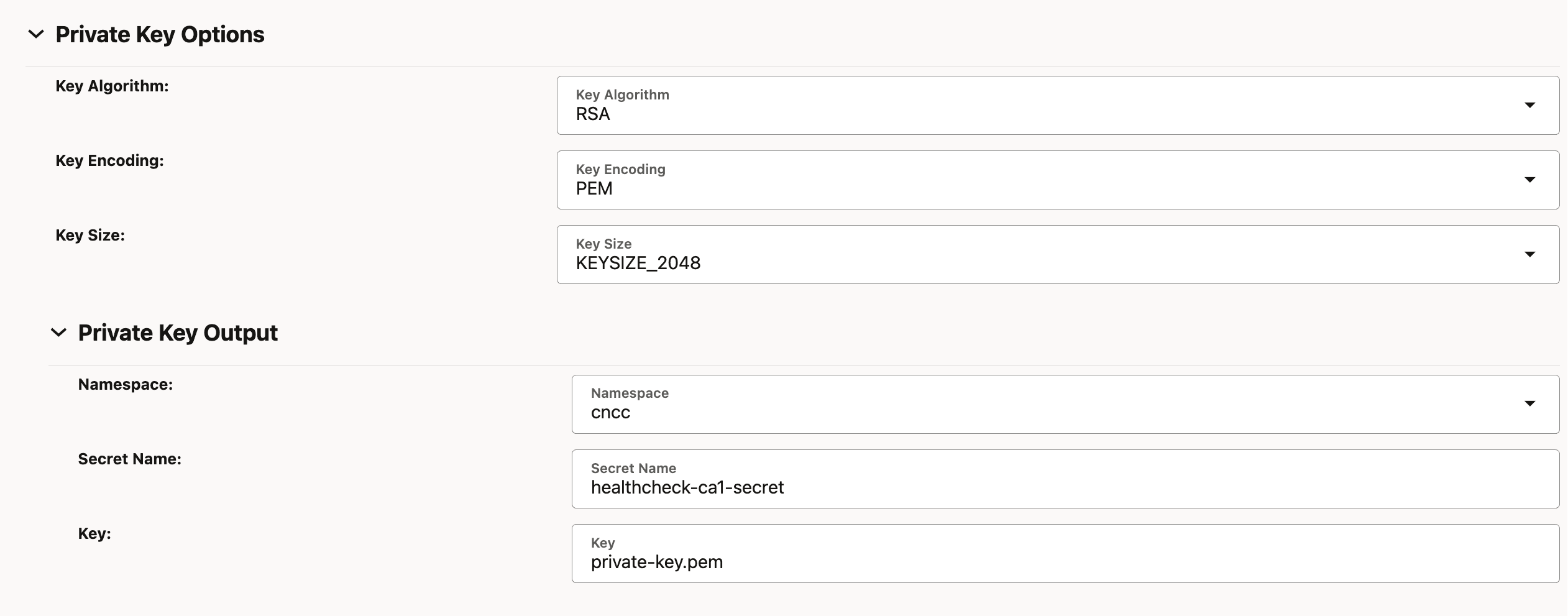 Private Key Options Private Key Options