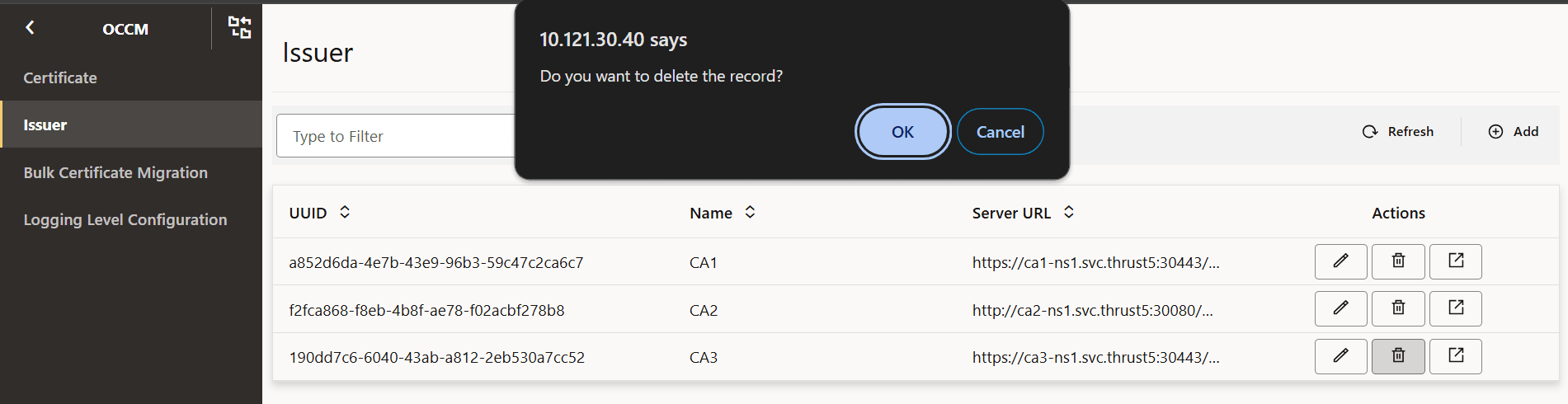 Delete Issuer