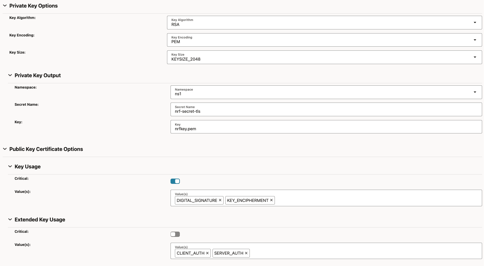 Private Key Options