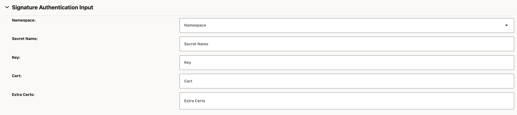 Signature Authentication Input