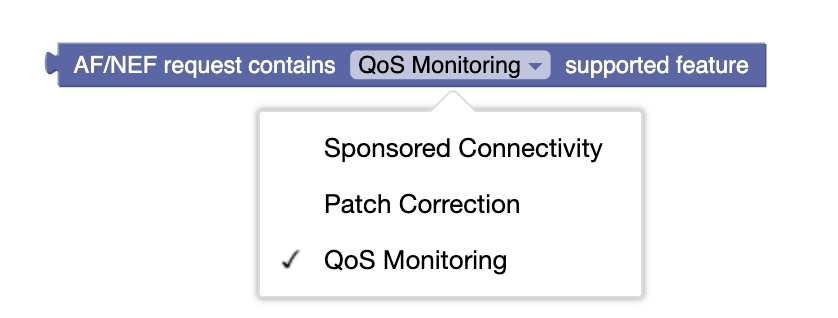 AF/NEF request contains supported feature