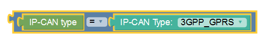The screen capture shows a sample policy condition, where the IP-CAN type is specified.