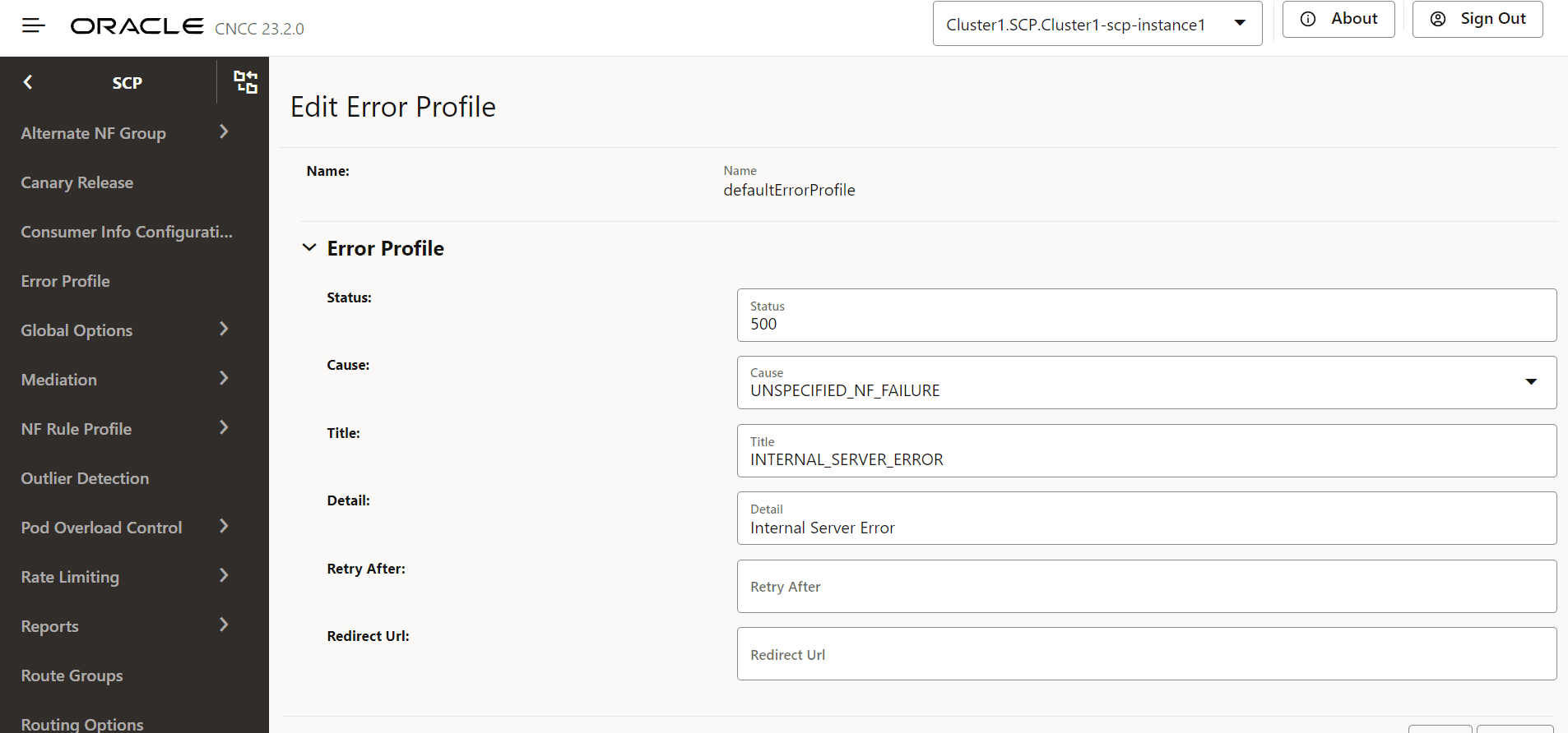 Edit Error Profile