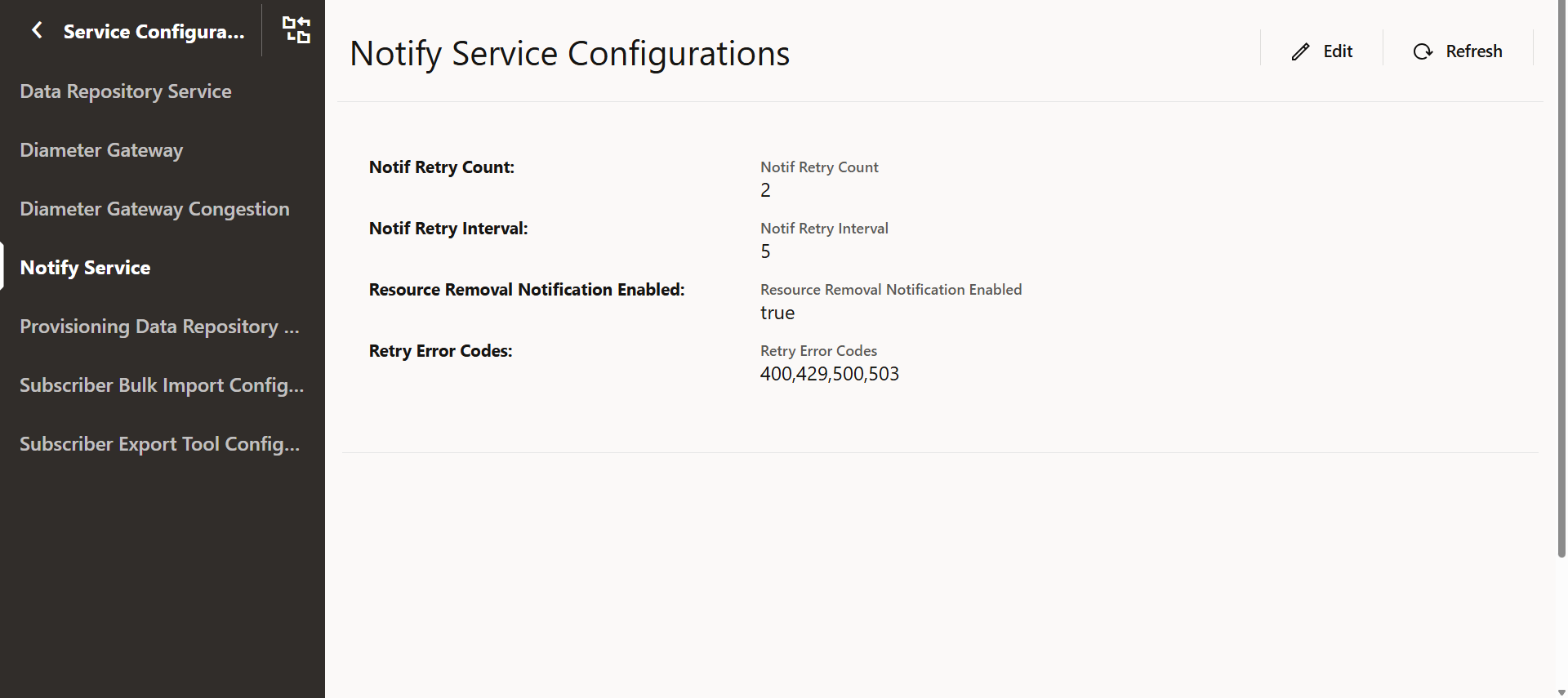 Notify Service Configurations