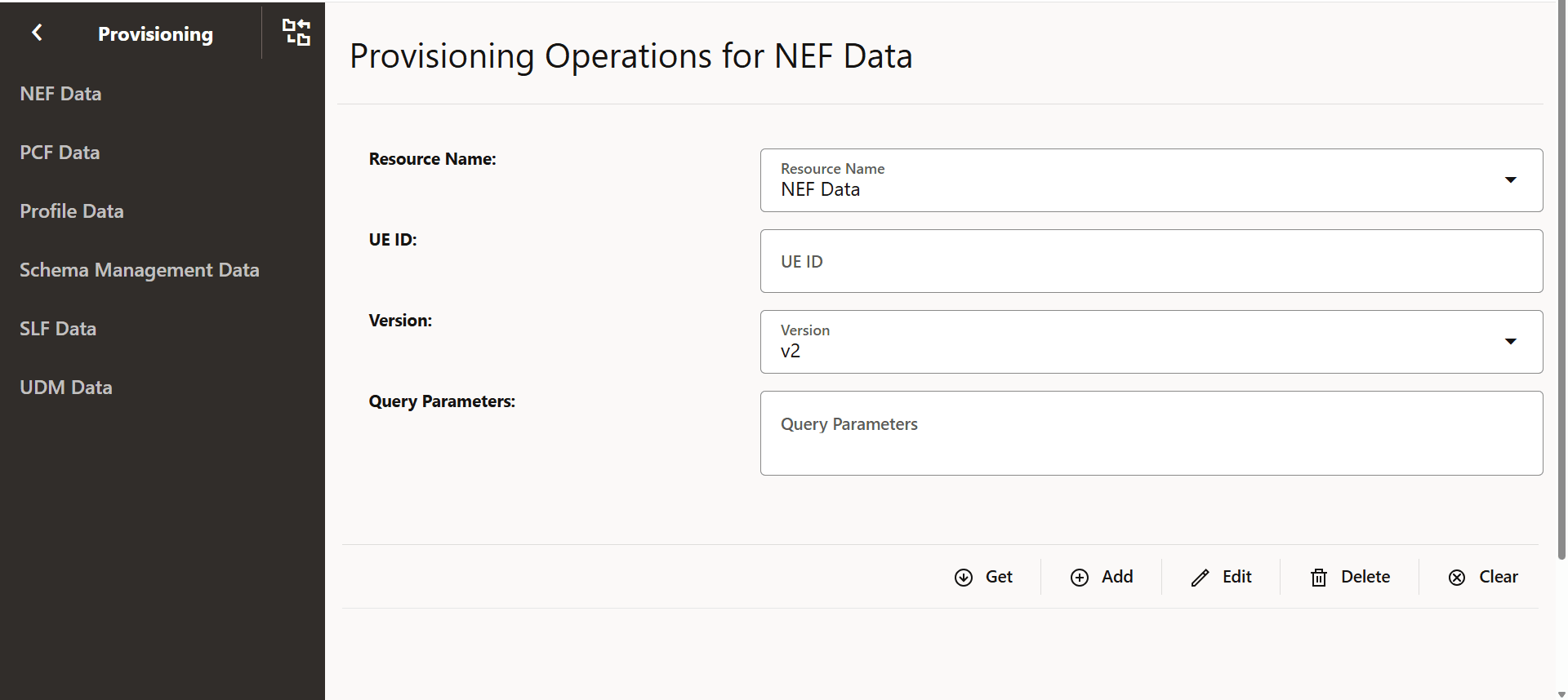 Provisioning GUI for NEF Data