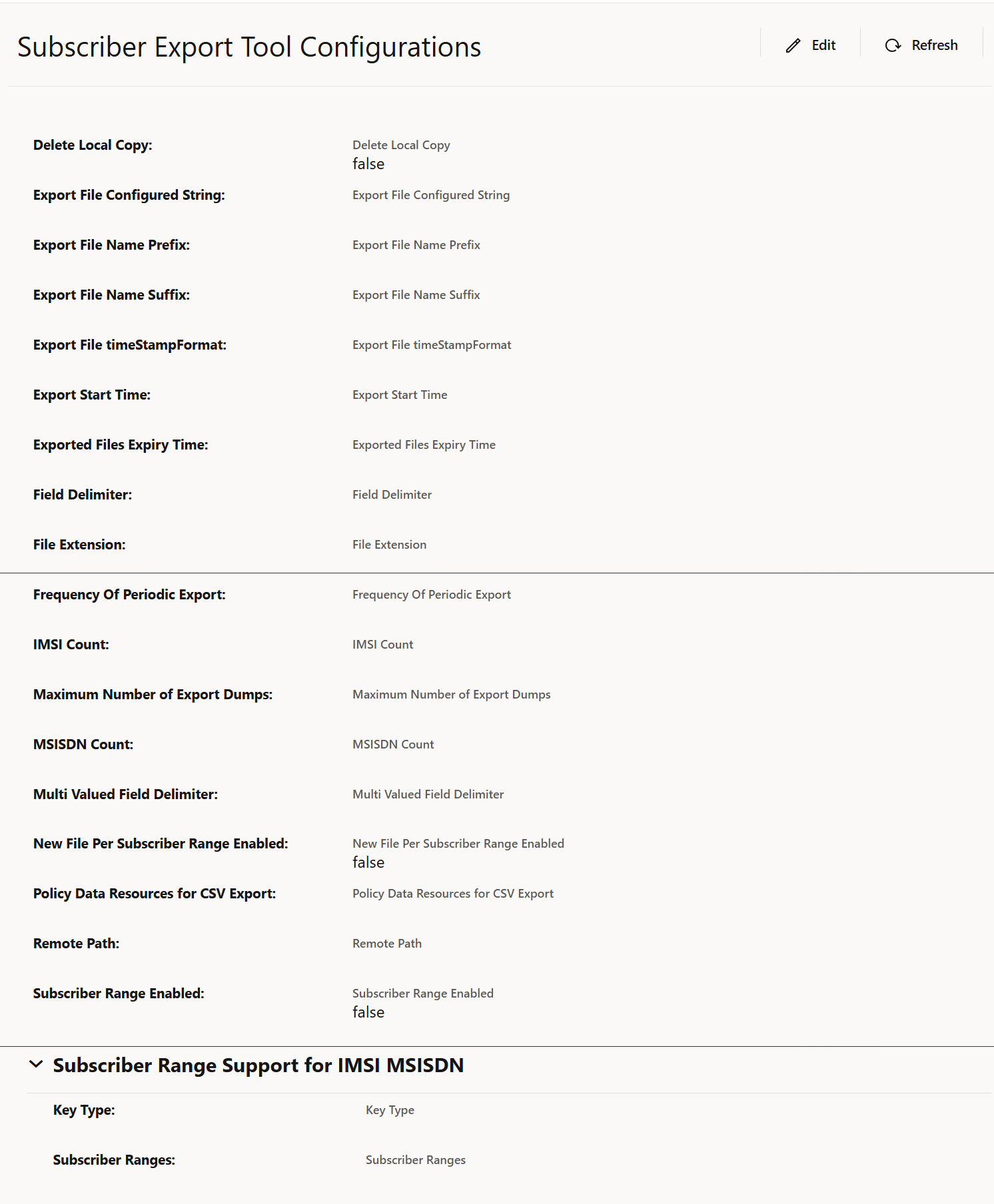 Subscriber Export Tool Configurations
