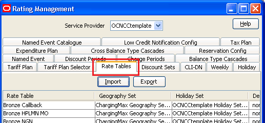 Rate Tables