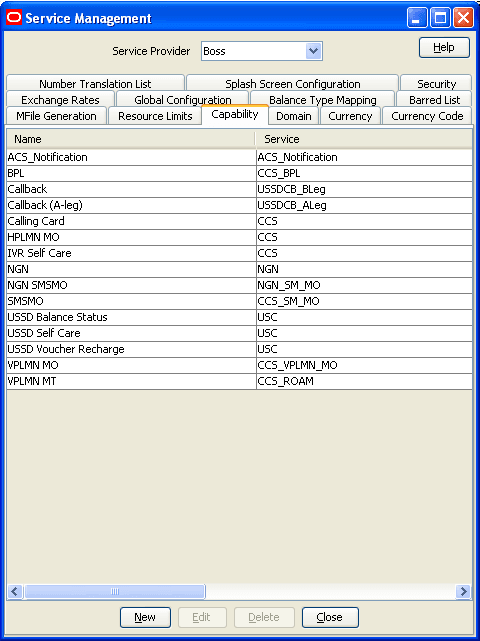 Capability tab