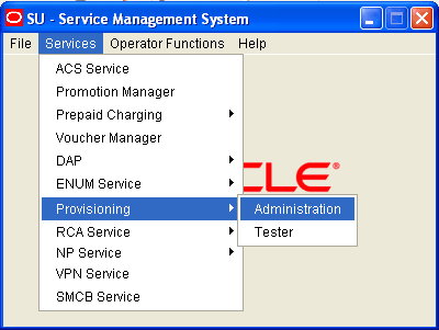 Provisioning menu