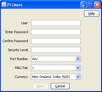 PI Users window