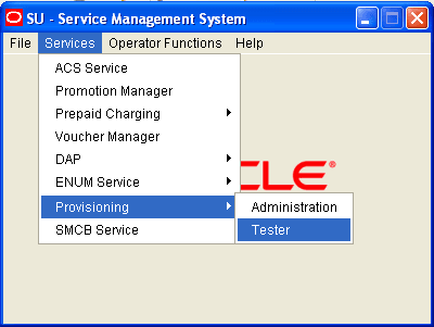 Tester from the provisioning menu.