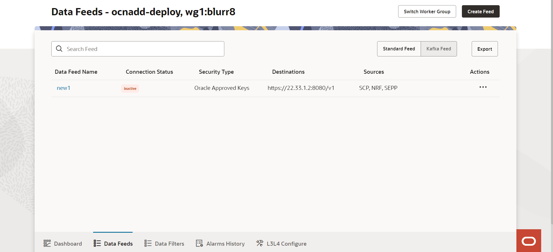 Data Feeds page Data Feeds page