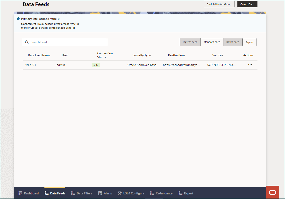 Data Feeds page