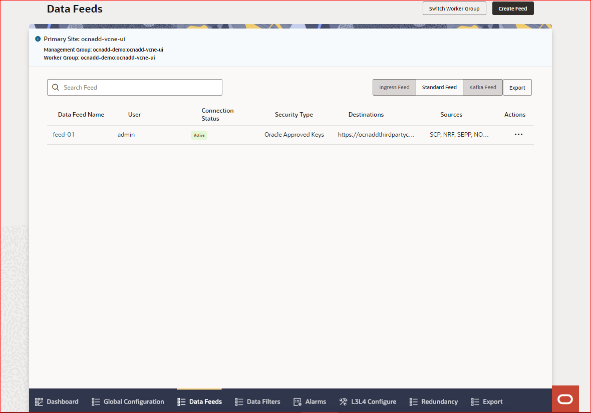 Data Feeds page