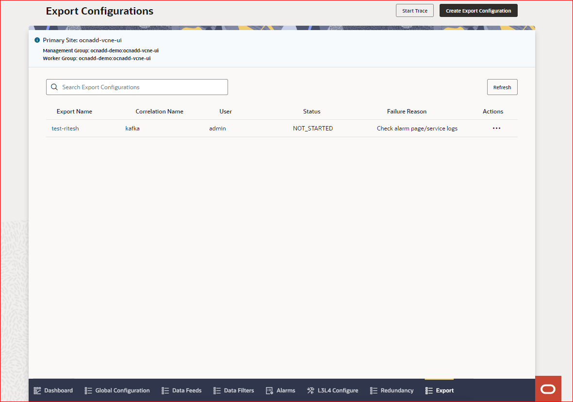 Export Configuration List