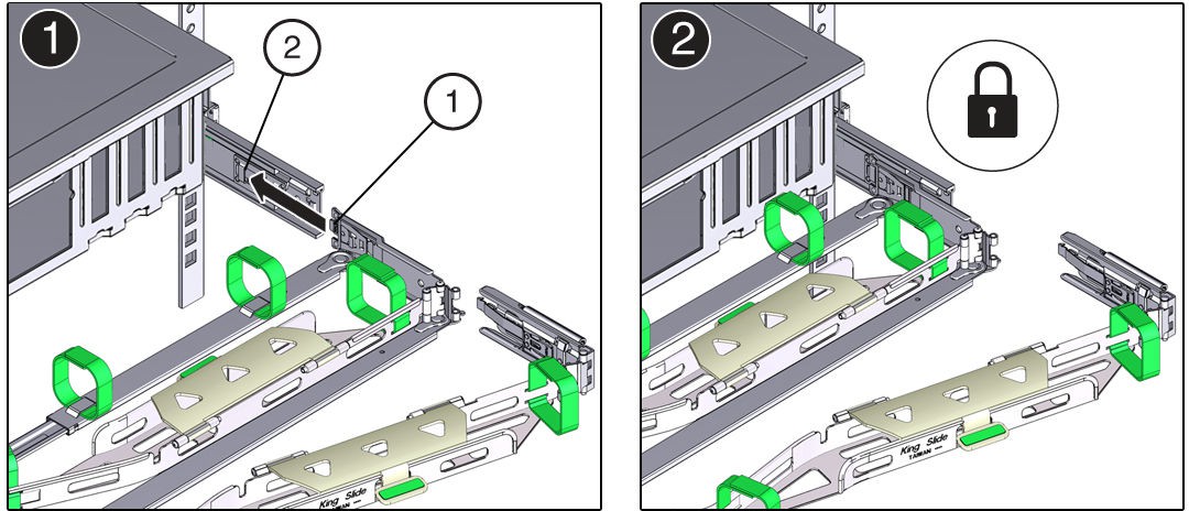 Hand gently pulling the right side of the front slide bar to verify that connector B is securely seated in place.