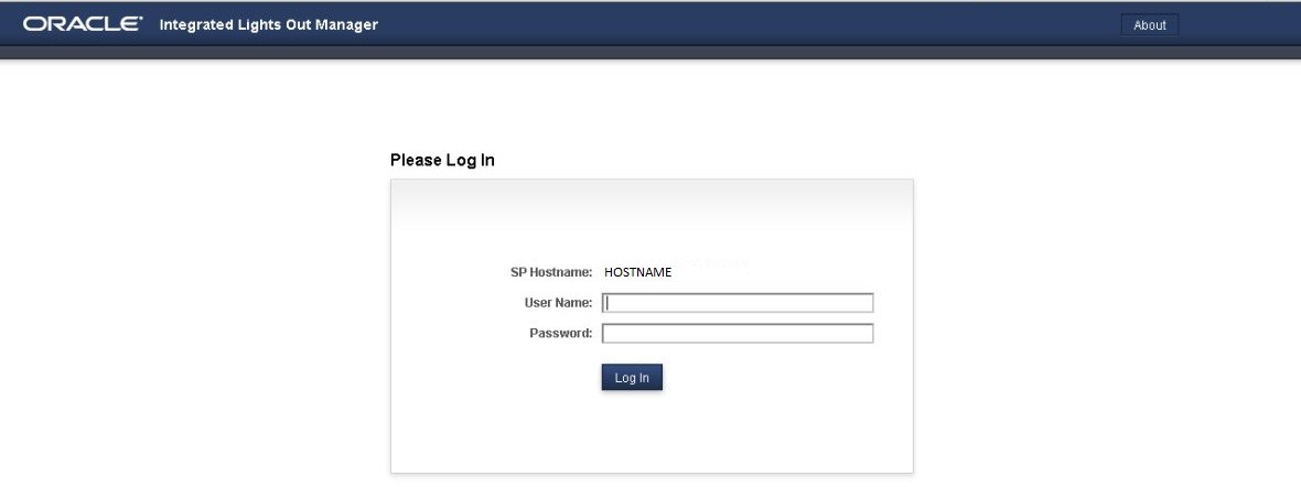 Oracle ILOM Login Screen