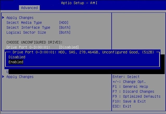 Image showing RAID Enable Drive pop up.