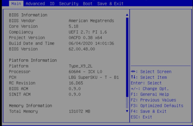 BIOS Setup Utilty Main Menu