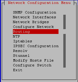 Network Configuration Menu
