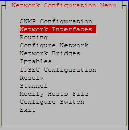 Network Configuration Menu