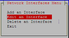 Network Interfaces Menu