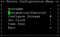 Server Configuration Menu