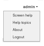 This image shows where the Screen Help link is located on the Admin drop-down menu.
