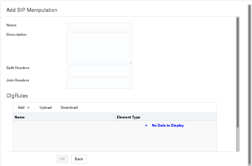 This screen capture shows the Add manipulation dialog where you manually add Header Manipulation Rules. This screen capture shows the Add manipulation dialog where you manually add Header Manipulation Rules.
