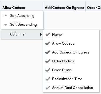 This screen capture shows a typical flyout menu of column headers. Select the ones you want to display.
