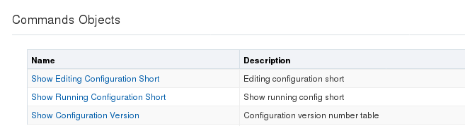 This screen capture shows the list of show commands and provides their descriptions