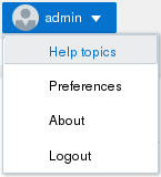 This image shows where the Help topics link is located on the Admin drop-down menu.