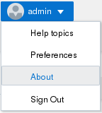 This screen shot shows the location of About on the User menu.