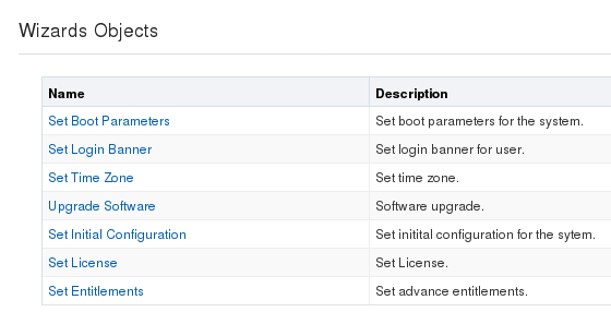 This screen capture shows the list of configuration wizards and provides their descriptions