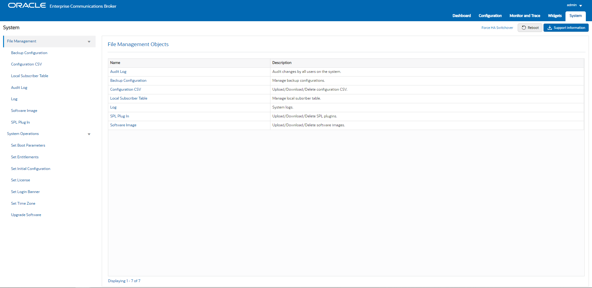 This screen capture shows the contents of the System tab.