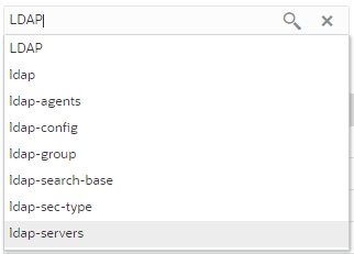 This screen capture shows the results of searching by a phrase, which results in a list of configuration objects. This screen capture shows the results of searching by a phrase, which results in a list of configuration objects.