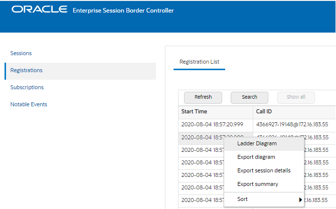 This screen capture shows the pop-up menu that displays when you right click a row in a summary table. Ladder Diagram is the first item on the list.